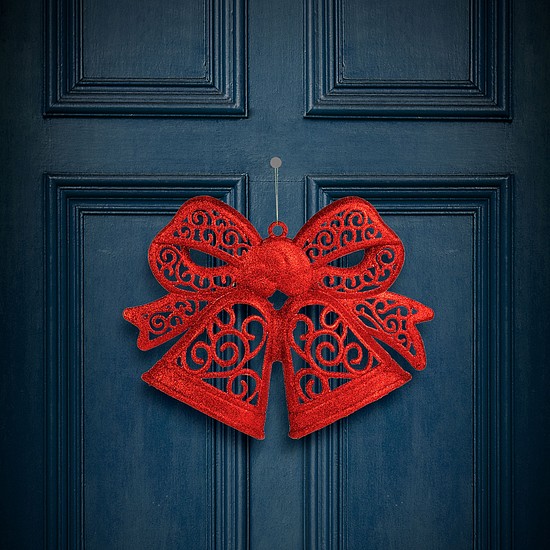 Karácsonyi dekoráció - masni - akasztható - piros - 35 cm (59705C)