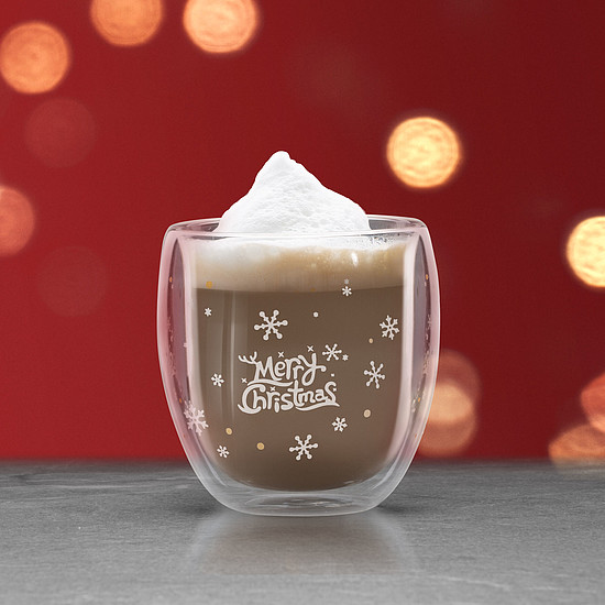 Karácsonyi duplafalú üveg pohár - 300 ml (57176E)