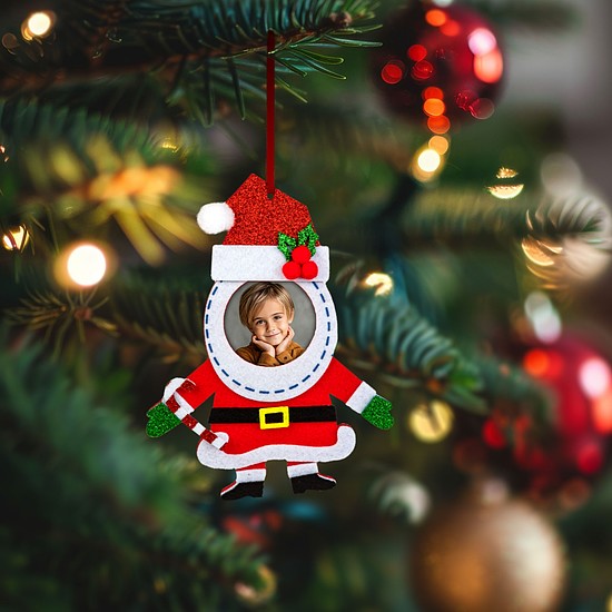 Karácsonyi fénykép dekoráció - filc - csengettyűvel - akasztható - 13 x 17 cm - 3 féle (59730)