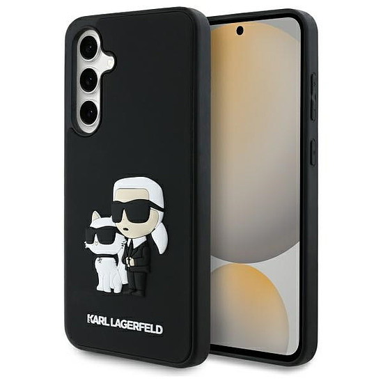 Karl Lagerfeld 3D gumis Karl&Choupette tok Samsung Galaxy S24 FE-hez, fekete