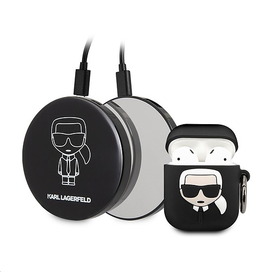 Karl Lagerfeld Bundle Ikonik tokkészlet Apple Airpods 1/2 + Power Bank tükörrel (KLBPPBOA2K)