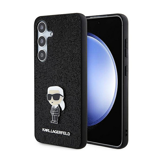 Karl Lagerfeld Fixed Glitter Ikonik Logo fém tű - Samsung Galaxy S24 tok fekete (KLHCS24SGKNPSK)
