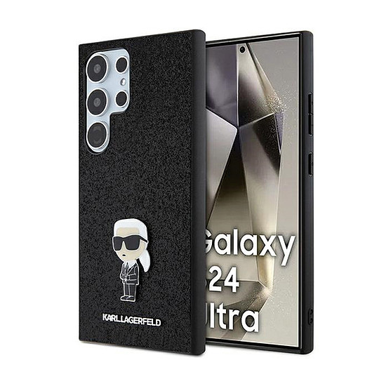 Karl Lagerfeld Fixed Glitter Ikonik Logo fém tű - Samsung Galaxy S24 Ultra tok fekete (KLHCS24LGKNPSK)