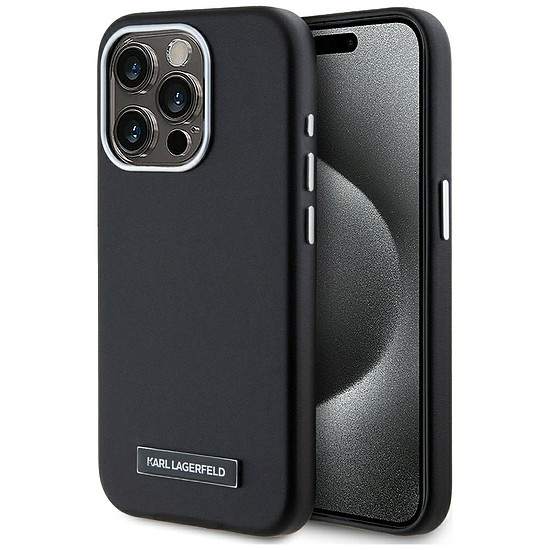 Karl Lagerfeld FW fémlemezes MagSafe iPhone 15 Pro Max tok - fekete