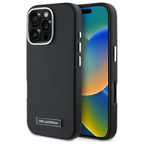 Karl Lagerfeld FW fémlemezes MagSafe iPhone 16 Pro tok - fekete