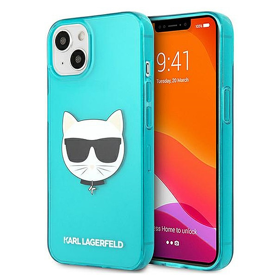 Karl Lagerfeld Glitter Choupette Fluo tok iPhone 13 mini 5.4"-hez - kék