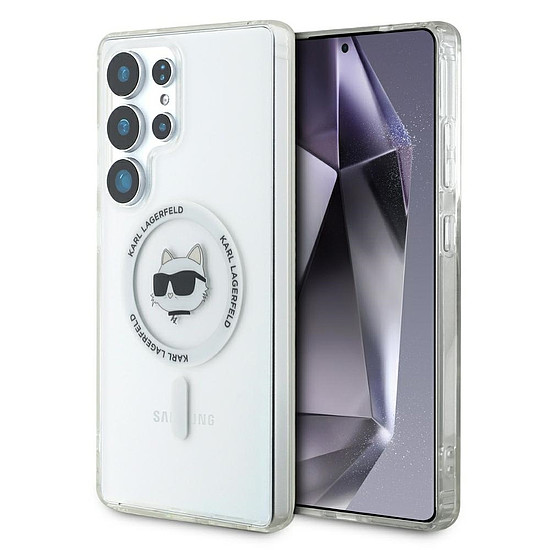 Karl Lagerfeld gombos, Choupette fejpántos, MagSafe tok Samsung Galaxy S25 Ultra fehér