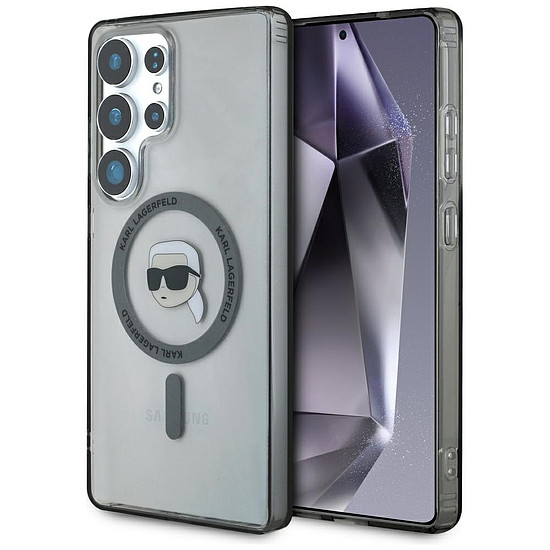 Karl Lagerfeld gombos tok Karl fejjel nyomtatott logóval, MagSafe Samsung Galaxy S25 Ultra fekete
