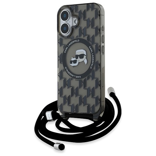 Karl Lagerfeld IML Crossbody Monogram Karl & Choupette Head MagSafe iPhone 16 tok - fekete