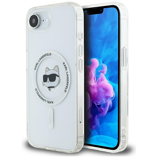 Karl Lagerfeld IML fém Choupette Head MagSafe iPhone 16e tok - fehér