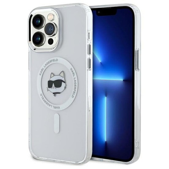Karl Lagerfeld IML Metal Choupette Head MagSafe - tok iPhone 13 Pro Max készülékhez fehér (KLHMP13XHLSCHH)