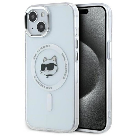 Karl Lagerfeld IML Metal Choupette Head MagSafe - tok iPhone 15-höz fehér (LHMP15SHLSCHH)