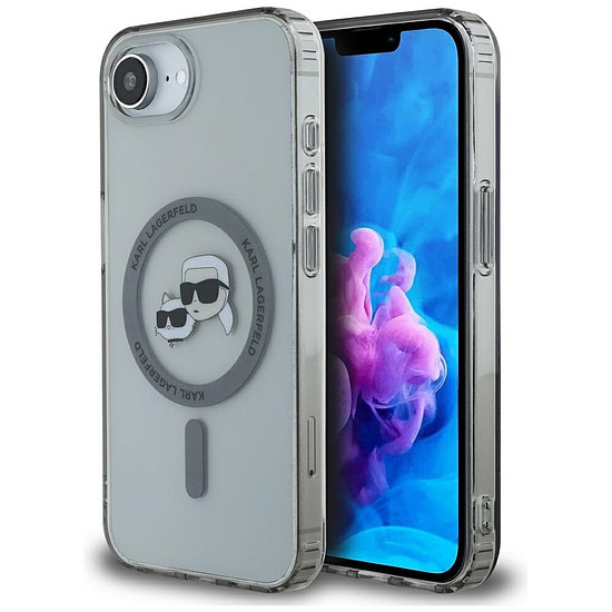Karl Lagerfeld IML Metal Karl & Choupette Heads MagSafe iPhone 16e tok - fekete