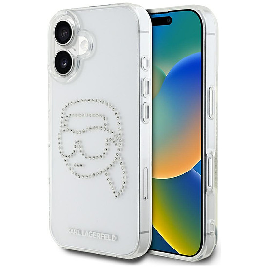 Karl Lagerfeld IML strasszos Karl Head tok iPhone 16-hoz, átlátszó
