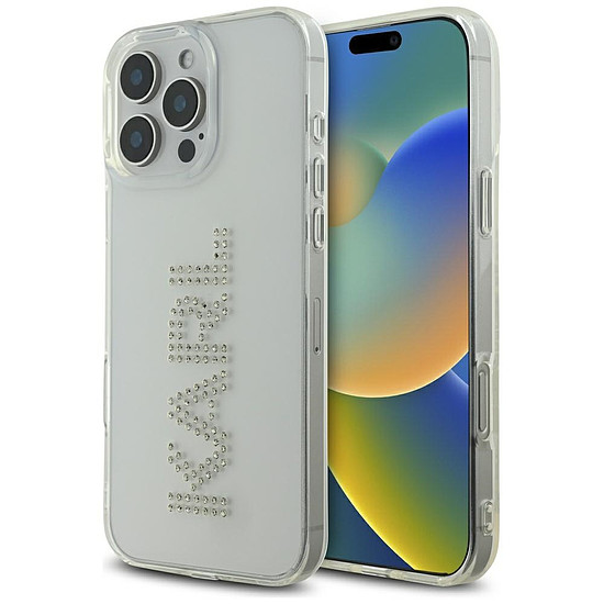 Karl Lagerfeld IML strasszos logós iPhone 16 Pro tok - átlátszó