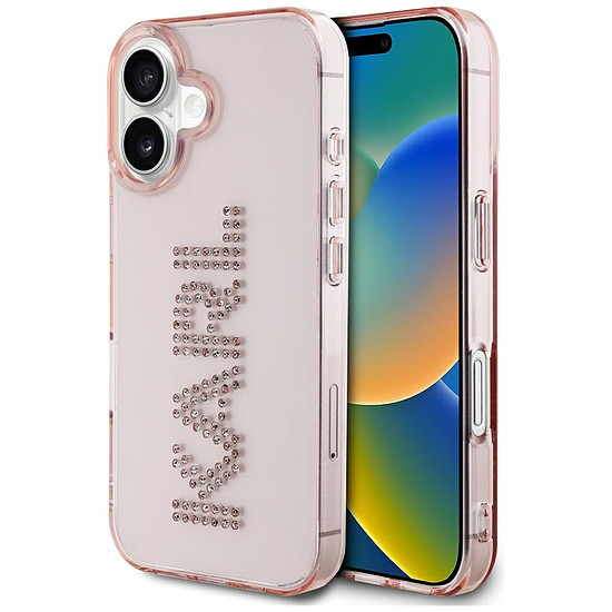 Karl Lagerfeld IML strasszos logós iPhone 16 tok - rózsaszín