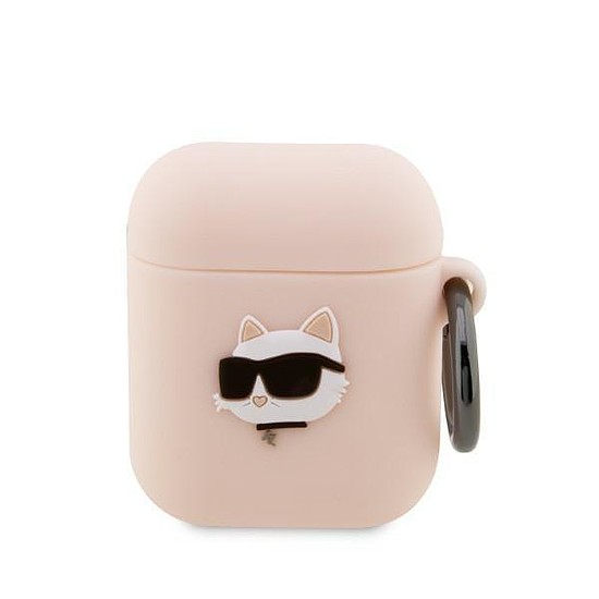 Karl Lagerfeld KLA2RUNCHP AirPods 1/2 borító rózsaszín/rózsaszín szilikon Choupette Head 3D