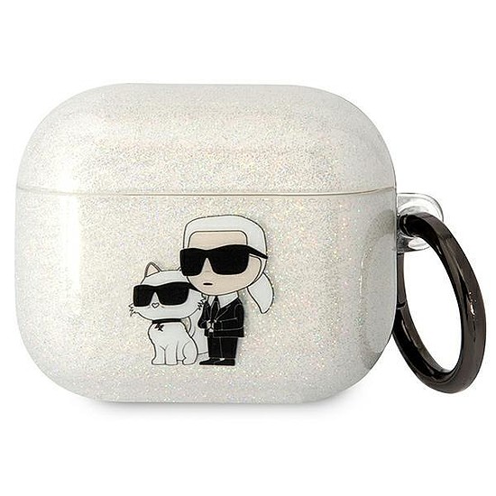 Karl Lagerfeld KLA3HNKCTGT Airpods 3 fedél átlátszó Gliter Karl&Choupette