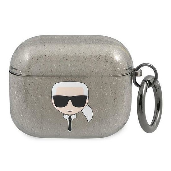 Karl Lagerfeld KLA3UKHGK AirPods 3 borító black/fekete csillogó Karl feje