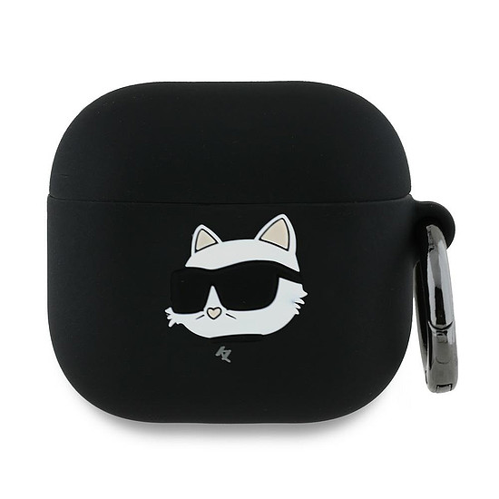 Karl Lagerfeld KLA4RUNCHK AirPods 4 tok fekete/fekete szilikon Choupette Head 3D
