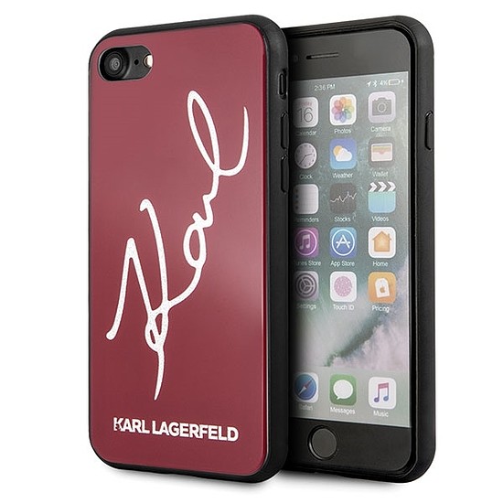Karl Lagerfeld KLHCI8DLKSRE iPhone 7/8 SE 2020 / SE 2022 czerwony/piros kemény tok Signature Glitter