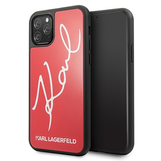 Karl Lagerfeld KLHCN65DLKSRE iPhone 11 Pro Max czerwony/piros kemény tok Signature Glitter