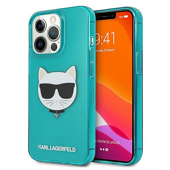 Karl Lagerfeld KLHCP13LCHTRB iPhone 13 Pro / 13 6,1" fekete/kék keménytok Glitter Choupette Fluo