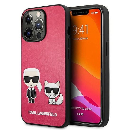 Karl Lagerfeld KLHCP13LPCUSKCP iPhone 13 Pro / 13 6,1" fuksja/fukszia keménytok Ikonik Karl & Choupette