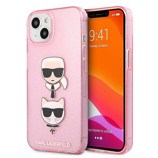 Karl Lagerfeld KLHCP13SKCTUGLP iPhone 13 mini 5,4" pink/rózsaszín kemény tok Glitter Karl`s & Choupette