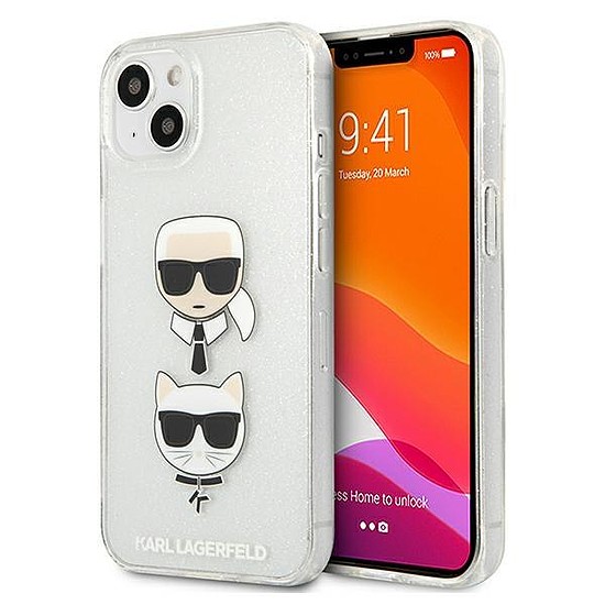 Karl Lagerfeld KLHCP13SKCTUGLS iPhone 13 mini 5,4" ezüst/ezüst kemény tok Glitter Karl`s & Choupette