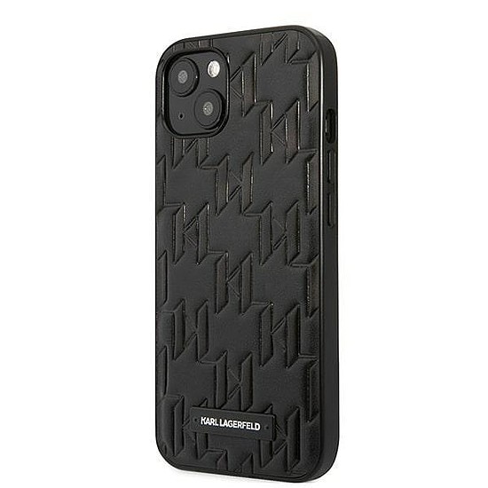 Karl Lagerfeld KLHCP13SMNMP1K iPhone 13 mini 5.4 hüvelykes keménytokos fekete / fekete monogram plakett