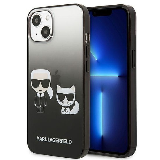 Karl Lagerfeld KLHCP13STGKCK iPhone 13 mini 5.4 hüvelykes keménytokos fekete/fekete Gradient Ikonik Karl & Choupette