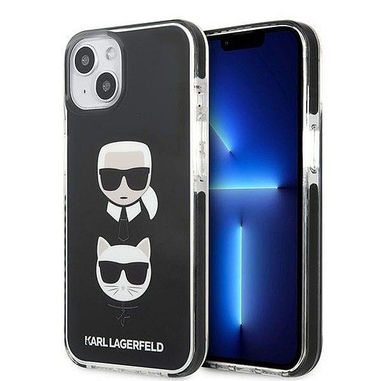 Karl Lagerfeld KLHCP13STPE2TK iPhone 13 mini 5.4" keménytokos fekete / fekete Karl & Choupette fej