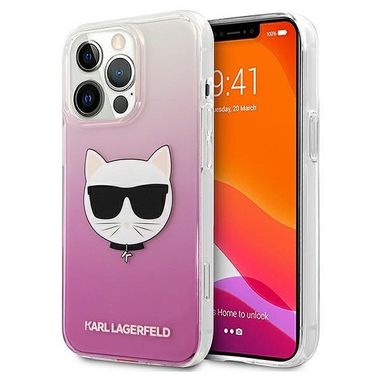 Karl Lagerfeld KLHCP13XCTRP iPhone 13 Pro Max 6.7" kemény tok, rózsaszín/rózsaszín Choupette fej
