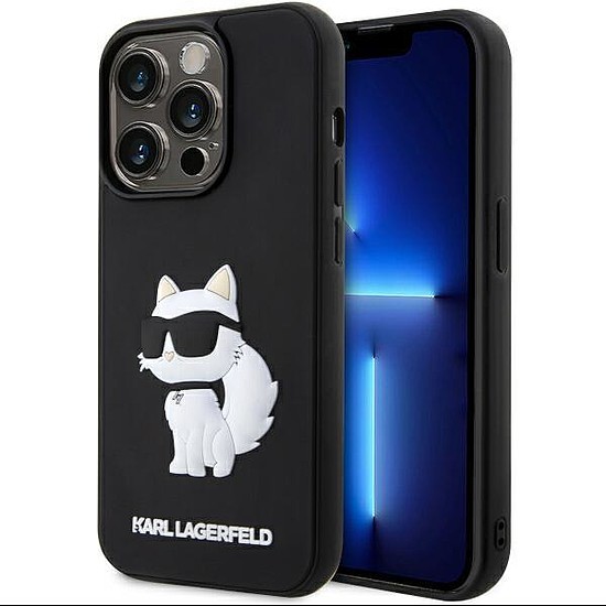 Karl Lagerfeld KLHCP14L3DRKHNK iPhone 14 Pro 6.1" fekete/fekete keménytokos gumi Choupette 3D