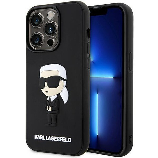Karl Lagerfeld KLHCP14L3DRKINK iPhone 14 Pro 6.1" fekete/fekete keménytok, gumi Ikonik 3D