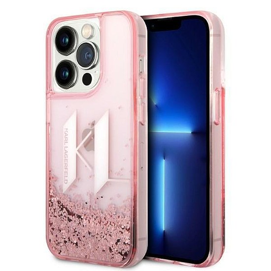 Karl Lagerfeld KLHCP14LLBKLCP iPhone 14 Pro 6.1" rózsaszín/rózsaszín kemény tok Liquid Glitter Big KL