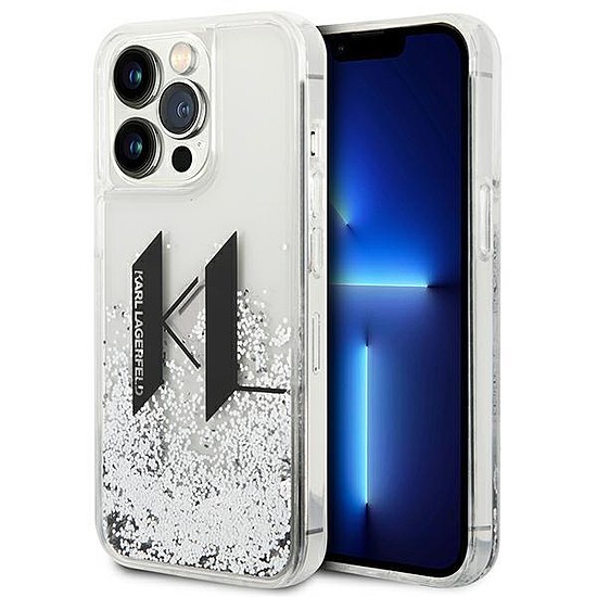 Karl Lagerfeld KLHCP14LLBKLCS iPhone 14 Pro 6.1" ezüst/ezüst keménytok, Liquid Glitter Big KL