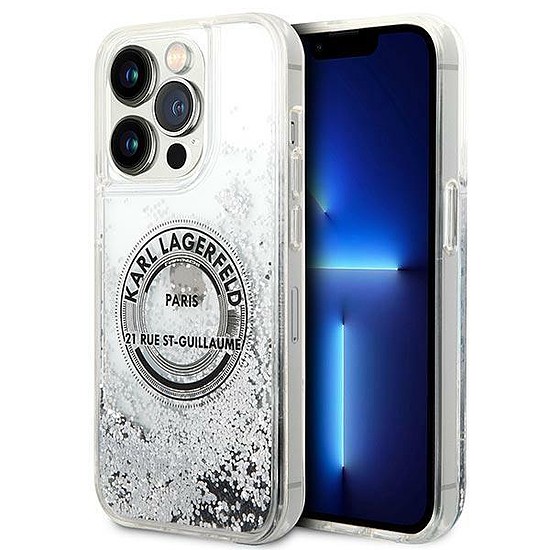 Karl Lagerfeld KLHCP14LLCRSGRS iPhone 14 Pro 6.1" ezüst/ezüst keménytok, Liquid Glitter RSG