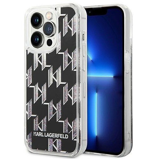 Karl Lagerfeld KLHCP14LLMNMK iPhone 14 Pro 6.1" keményház, fekete/fekete folyékony csillogó monogram