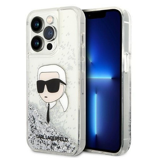 Karl Lagerfeld KLHCP14LLNKHCH iPhone 14 Pro 6.1" ezüst/ezüst keménytok, Glitter Karl Head