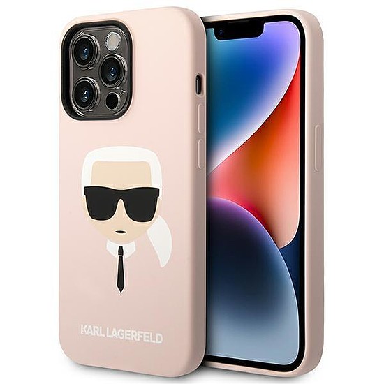 Karl Lagerfeld KLHCP14LSLKHLP iPhone 14 Pro 6.1 "kemény tok, rózsaszín / rózsaszín szilikon Karl´s Head