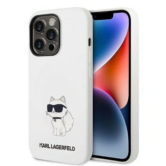 Karl Lagerfeld KLHCP14LSNCHBCH iPhone 14 Pro 6.1" kemény tok, fehér/fehér szilikon csupa