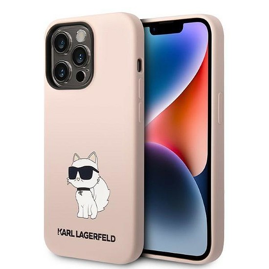 Karl Lagerfeld KLHCP14LSNCHBCP iPhone 14 Pro 6.1" kemény tokos rózsaszín/rózsaszín szilikon csupa