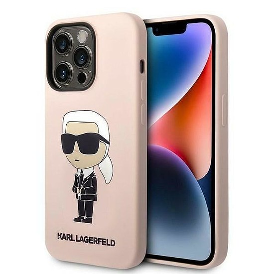 Karl Lagerfeld KLHCP14LSNIKBCP iPhone 14 Pro 6.1" kemény tokos rózsaszín/rózsaszín szilikon ikon