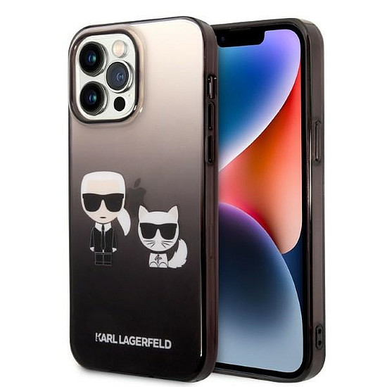 Karl Lagerfeld KLHCP14LTGKCK iPhone 14 Pro 6.1" keménytok fekete / fekete színátmenetes Ikonik Karl & Choupette