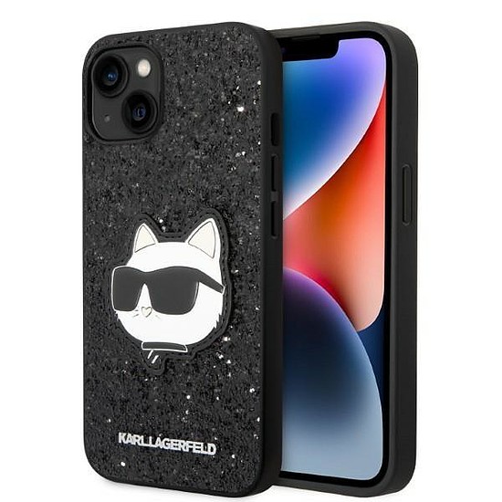 Karl Lagerfeld KLHCP14MG2CPK iPhone 14 Plus 6.7" fekete/fekete keménytokos Glitter Choupette Patch