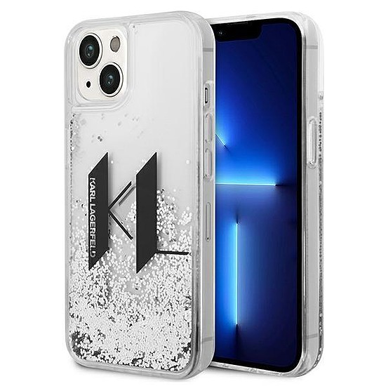 Karl Lagerfeld KLHCP14SLBKLCS iPhone 14 6,1" ezüst/ezüst kemény tok Liquid Glitter Big KL