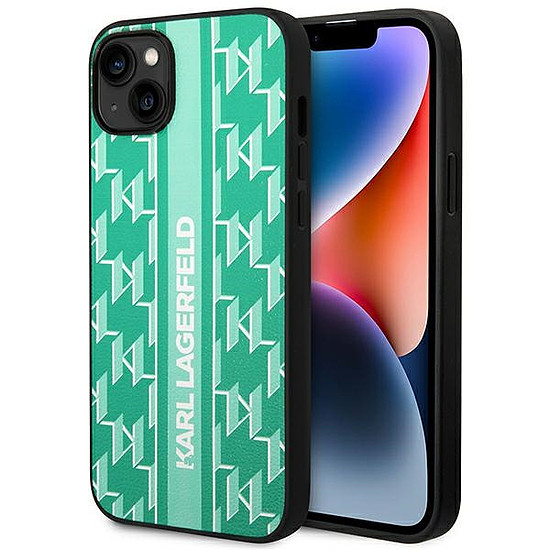 Karl Lagerfeld KLHCP14SPGKLSKN iPhone 14 6.1" keménytok zöld / zöld Monogram Stripe