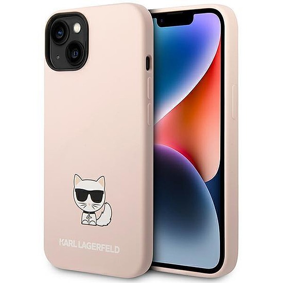 Karl Lagerfeld KLHCP14SSLCTPI iPhone 14 6.1 "kemény tok világos rózsaszín / világos rózsaszín szilikon Choupette Body